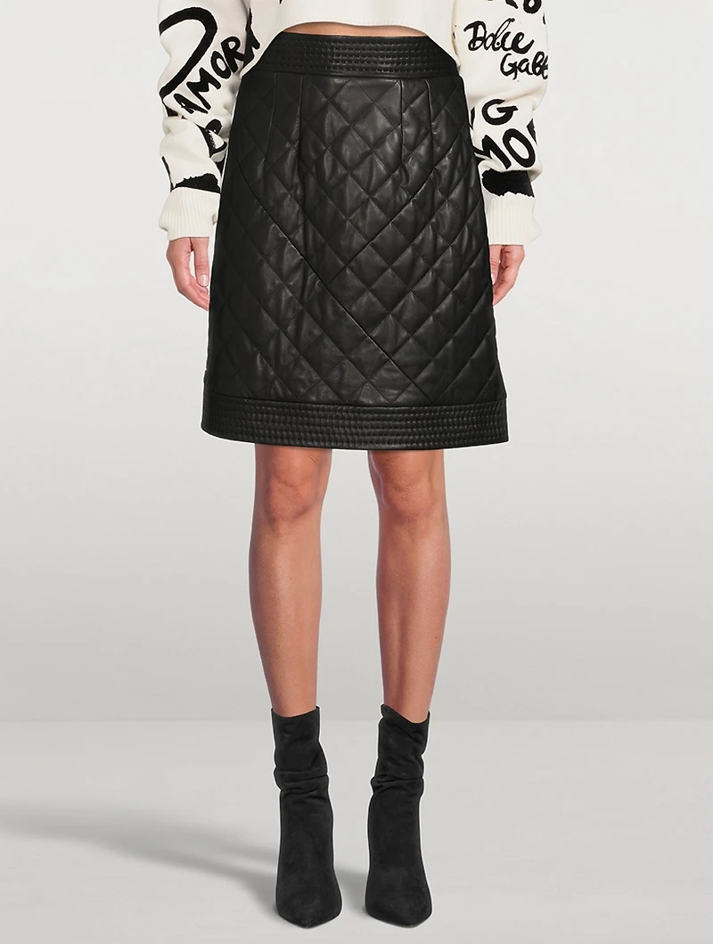 Leather Quilted Mini Skirt