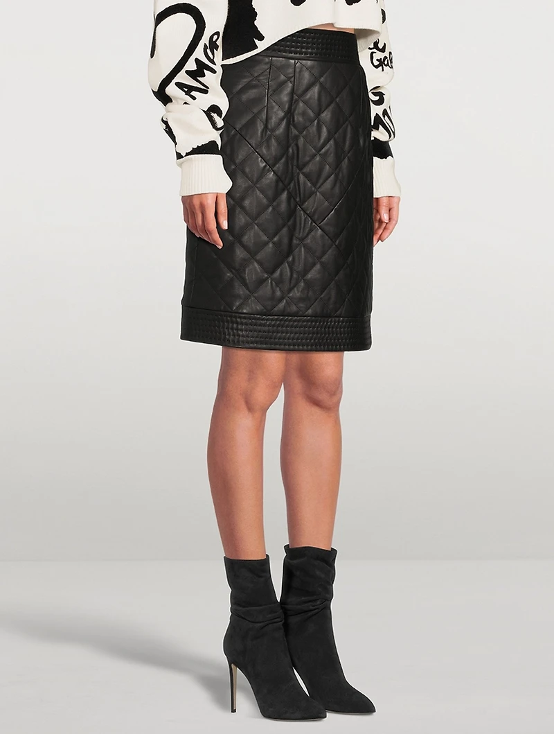 Leather Quilted Mini Skirt