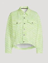 Falling Back Denim Jacket Sunbleach Logo Print
