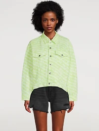 Falling Back Denim Jacket Sunbleach Logo Print
