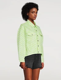 Falling Back Denim Jacket Sunbleach Logo Print