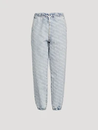 Denim Jogger Pants Logo Print