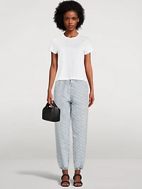 Denim Jogger Pants Logo Print