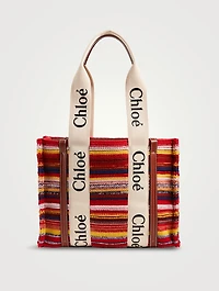 Medium Woody Woven Leather Tote Bag