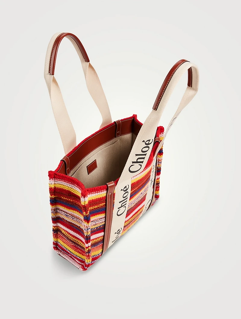 Medium Woody Woven Leather Tote Bag