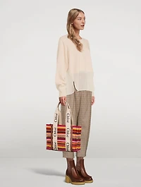Medium Woody Woven Leather Tote Bag