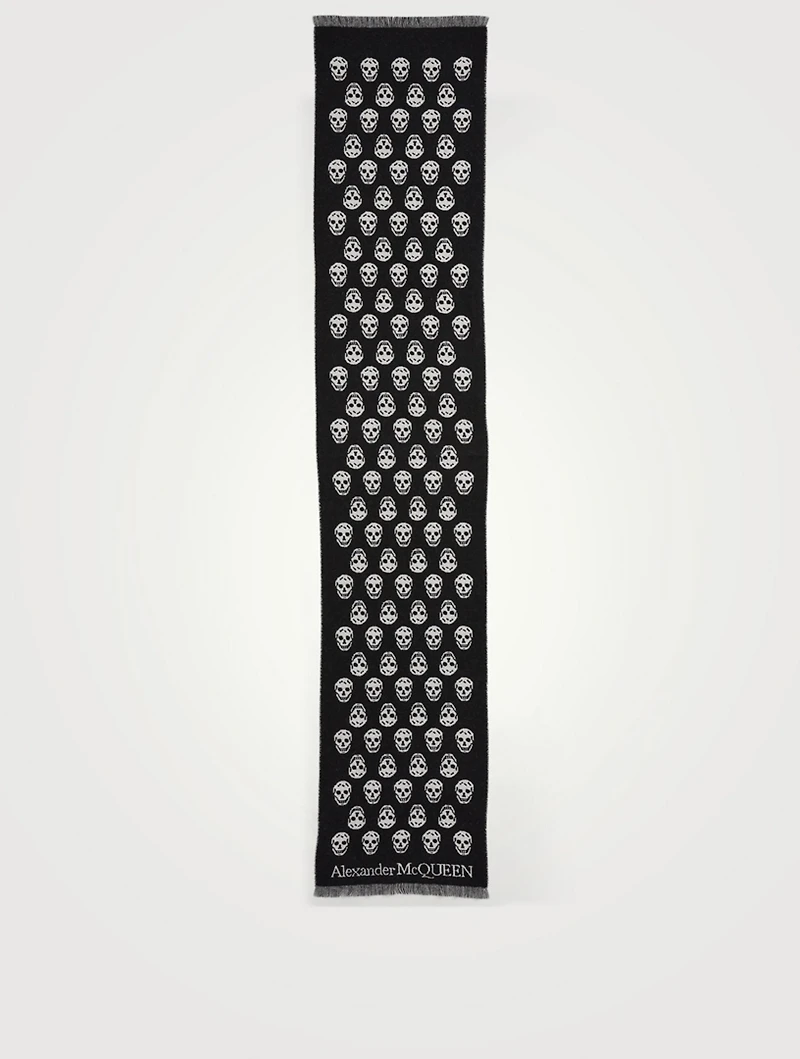 Wool Reversible Scarf In Upside Down Skull Print