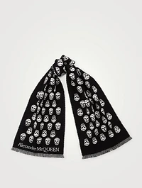 Wool Reversible Scarf In Upside Down Skull Print