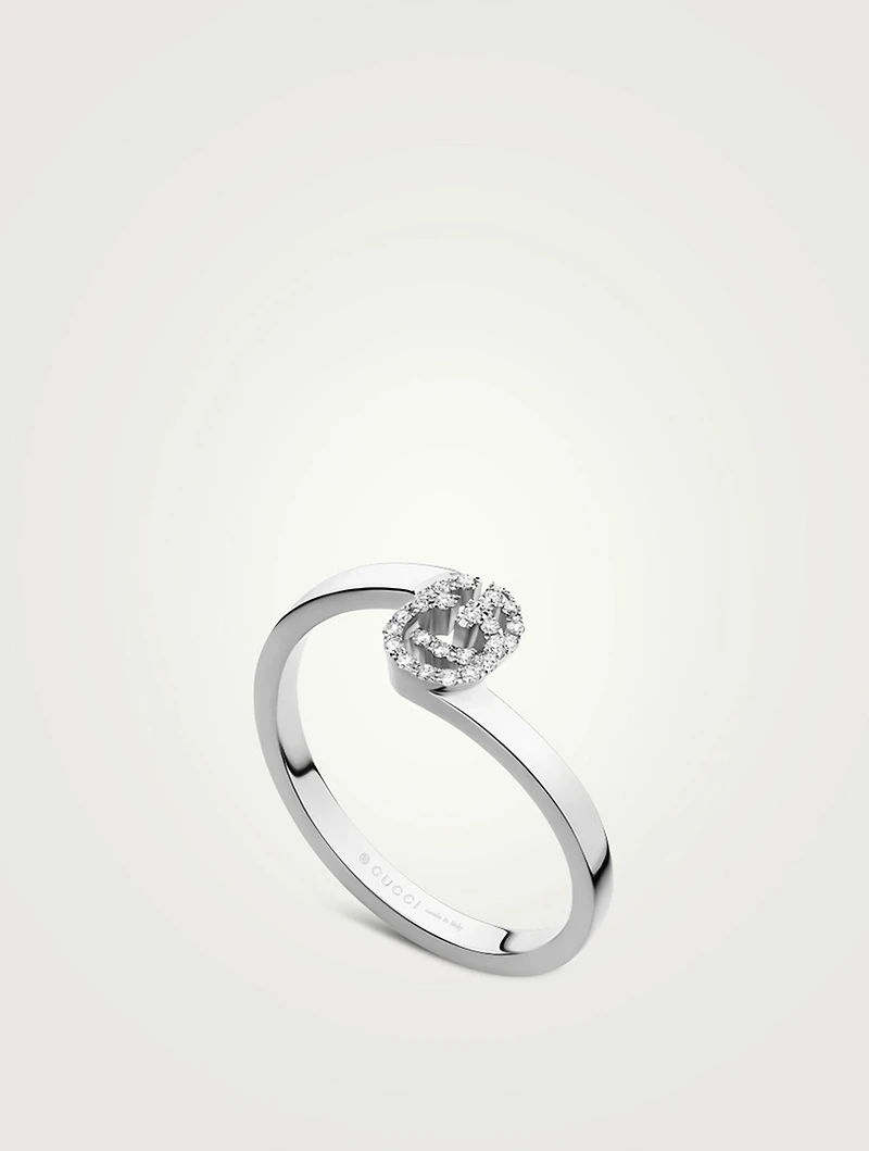 GG Running 18K White Gold Ring With Diamonds