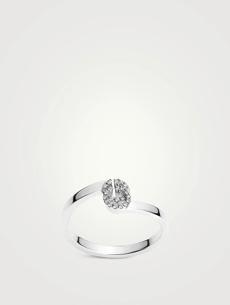 GG Running 18K White Gold Ring With Diamonds
