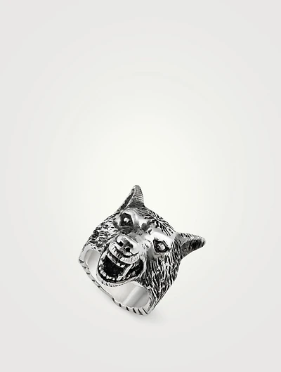 Anger Forest Sterling Silver Wolf Head Ring