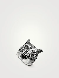 Anger Forest Sterling Silver Wolf Head Ring