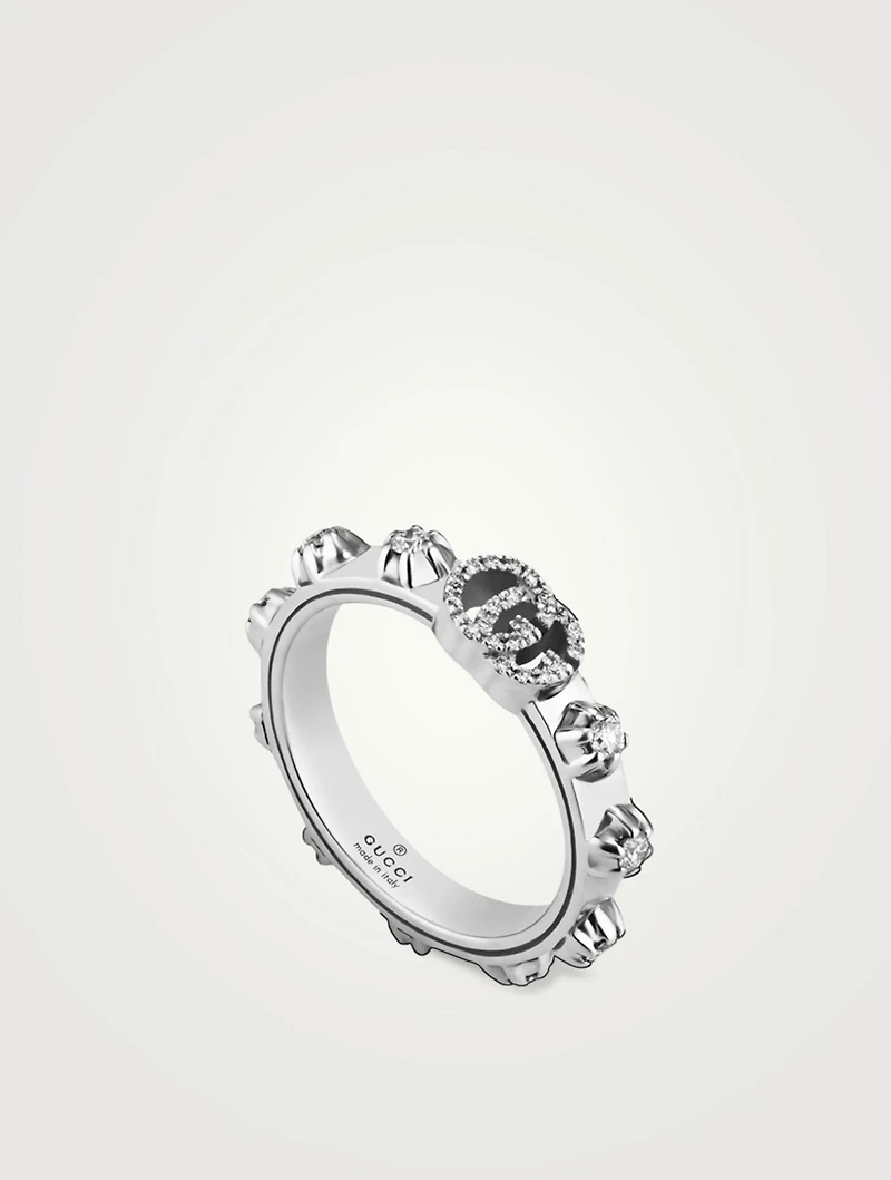 GG Running 18K White Gold Ring With Diamonds