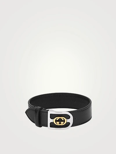 Interlocking G Buckle Leather Bracelet