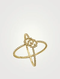 GG Running 18K Gold X Ring With Diamonds