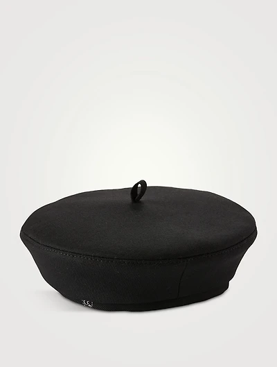 Wool-Blend Monogram Beret