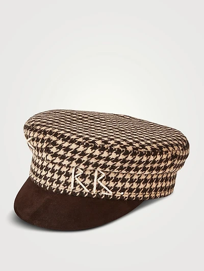 Houndstooth Baker Boy Cap
