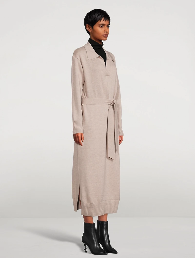 Joey Merino Wool Belted Midi Dress