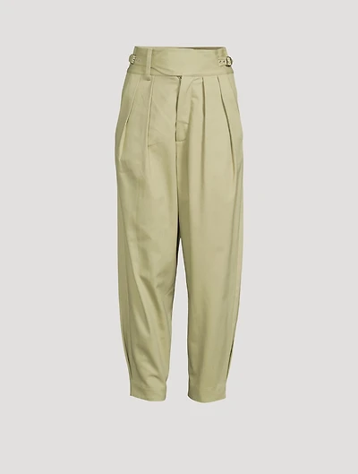 Gurka Cotton Pleated Pants With Buckles
