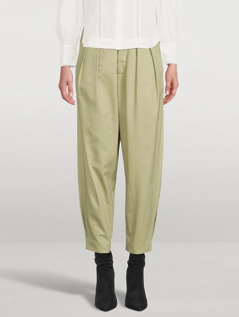 Gurka Cotton Pleated Pants With Buckles