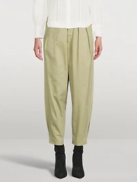 Gurka Cotton Pleated Pants With Buckles