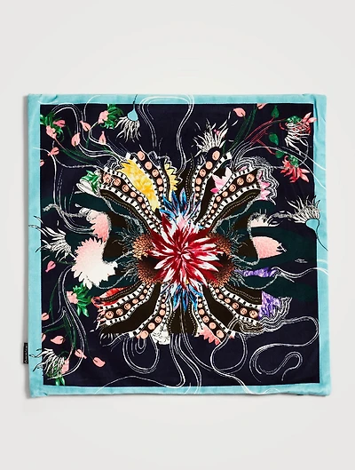 Ocean Blooms Velvet And Cotton Cushion