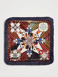 Do You Speak Lacroix? Embroidered Cotton Cushion With Fringe