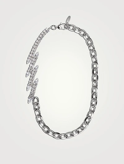 Asymmetrical Long Chain Lightning Bolt Necklace With Crystals