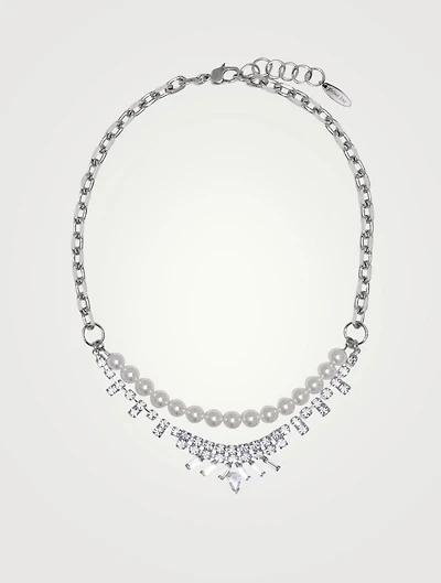 Chain Necklace With Faux Pearl And Crystals