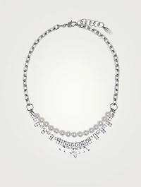 Chain Necklace With Faux Pearl And Crystals