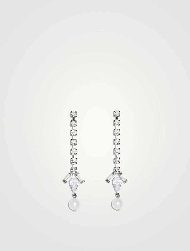 Drop Earrings With Faux Pearls And Crystals
