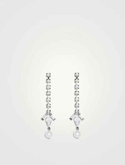 Drop Earrings With Faux Pearls And Crystals