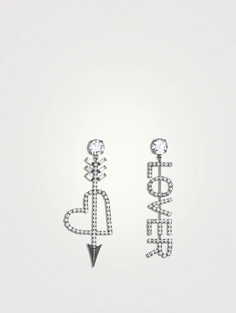 Asymmetrical Lover Earrings With Crystals