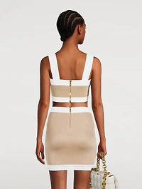 Goldtone-Button Sleeveless Crop Top