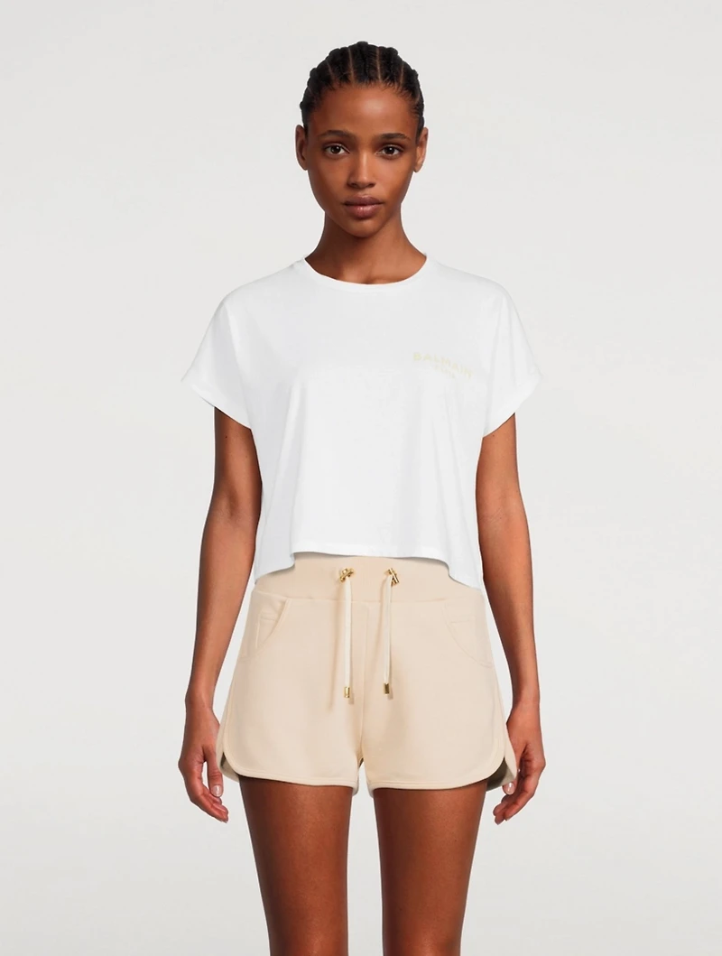 Cotton Crop Top With Flock Logo