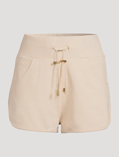 Cotton Sweat Shorts With Flock Logo