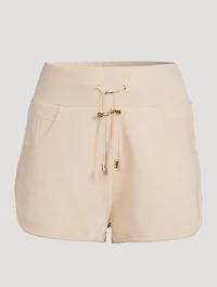 Cotton Sweat Shorts With Flock Logo