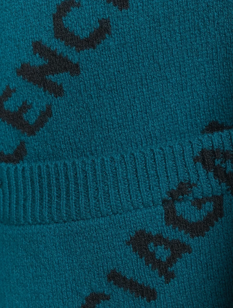 Virgin Wool Cardigan Logo Print