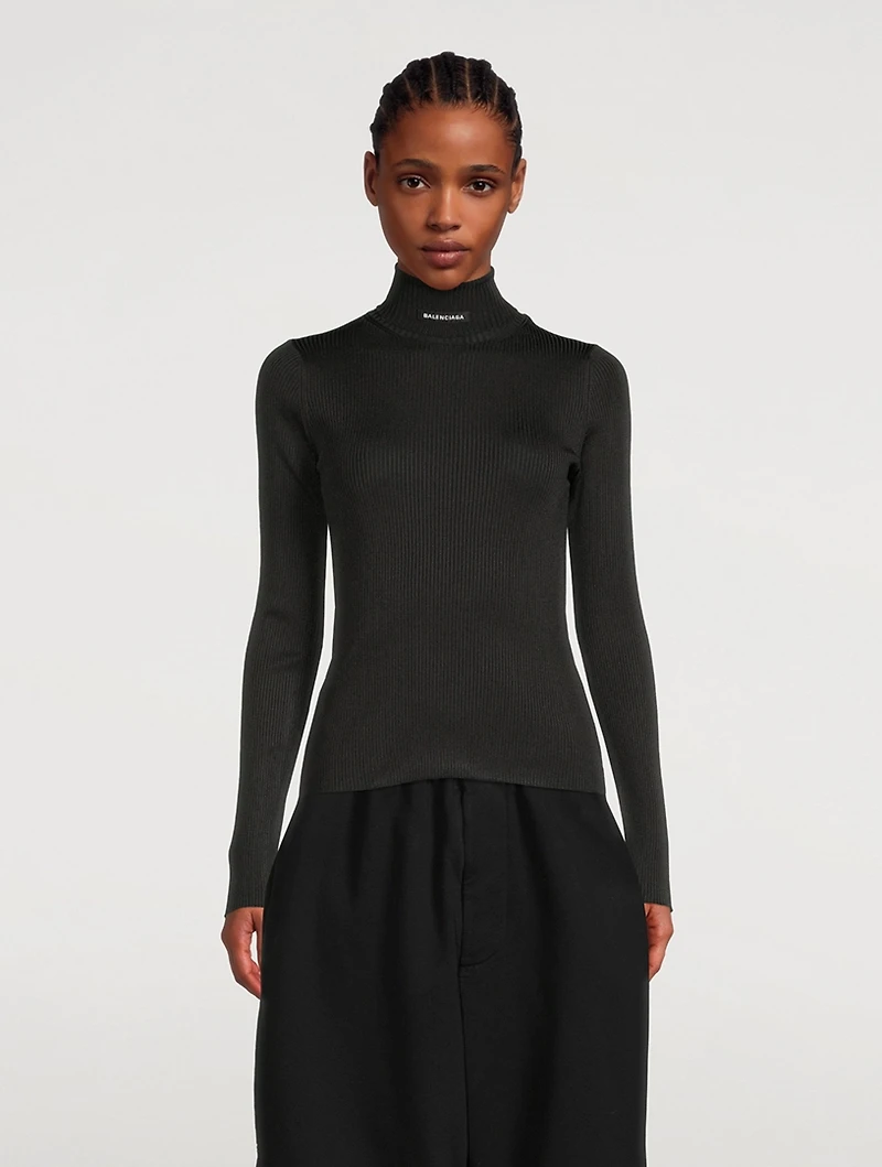 Ribbed Turtleneck Top