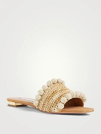 Woven Raffia Slide Sandals