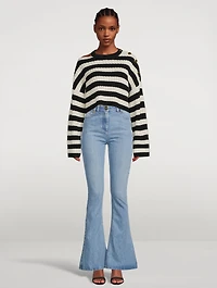 Cropped Sweater Stripe Print