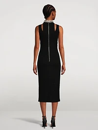 Velvet Monogram Midi Dress With Chain Collar