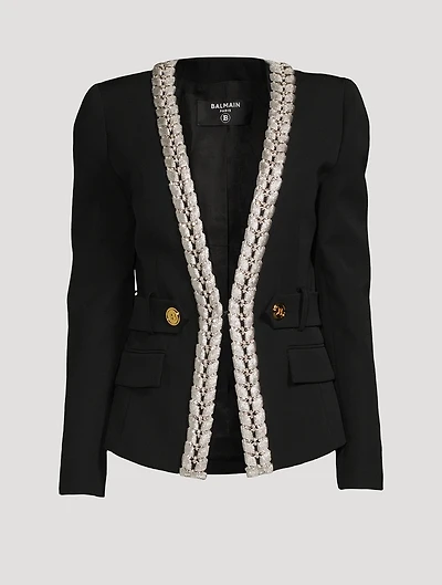 Wool Blazer With Chain Trim