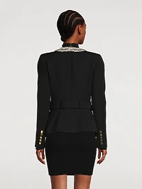 Wool Blazer With Chain Trim