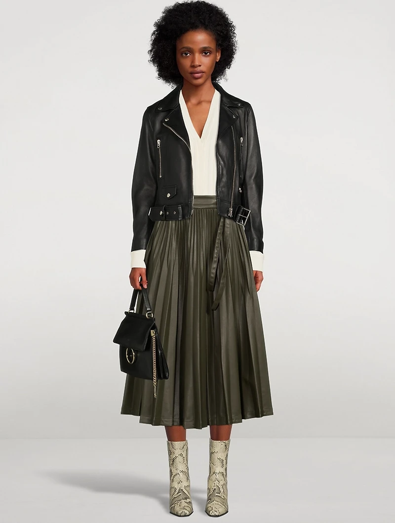 Sunburst Pleated Midi Skirt