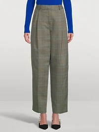Pleated Trousers Check Print