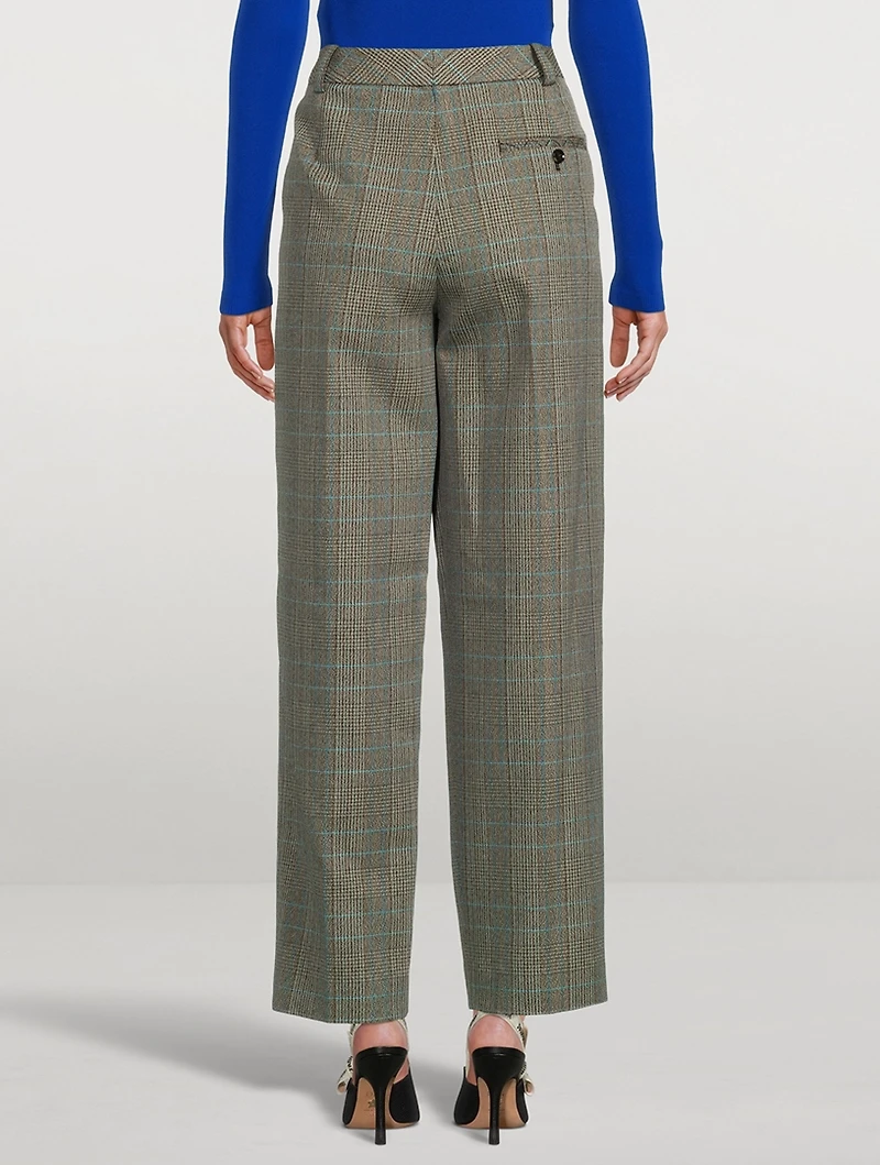 Pleated Trousers Check Print