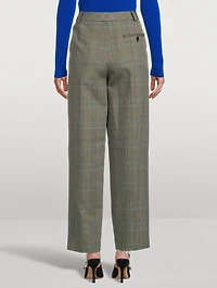 Pleated Trousers Check Print