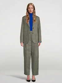 Pleated Trousers Check Print