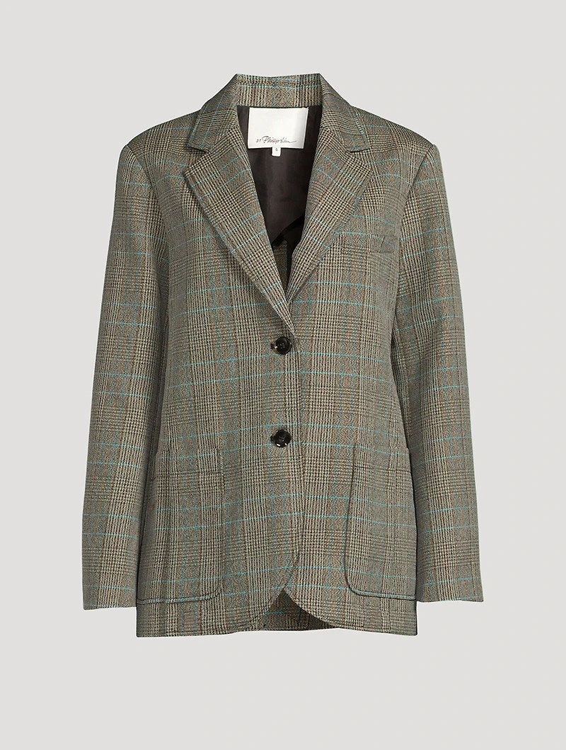 Slit Blazer Check Print